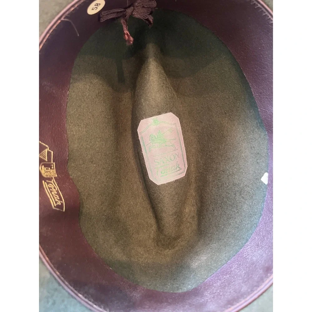 Saxon Tonak Alpine Hat Mens 58 Green Excellent Wool Felt Tyrolean Oktoberfest